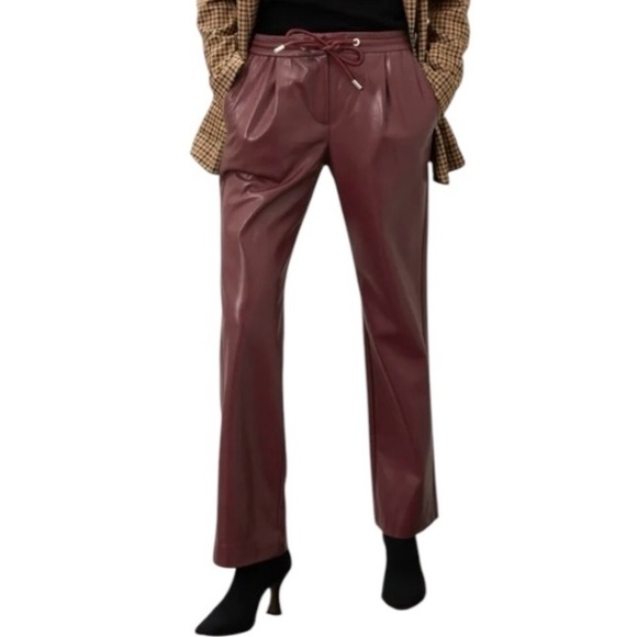 Boss Pants - Boss Tareta Faux Leather Pant in Burgundy Wine Size 12